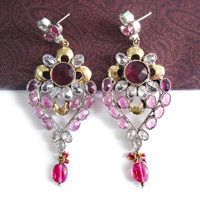 pink color Polki earrings